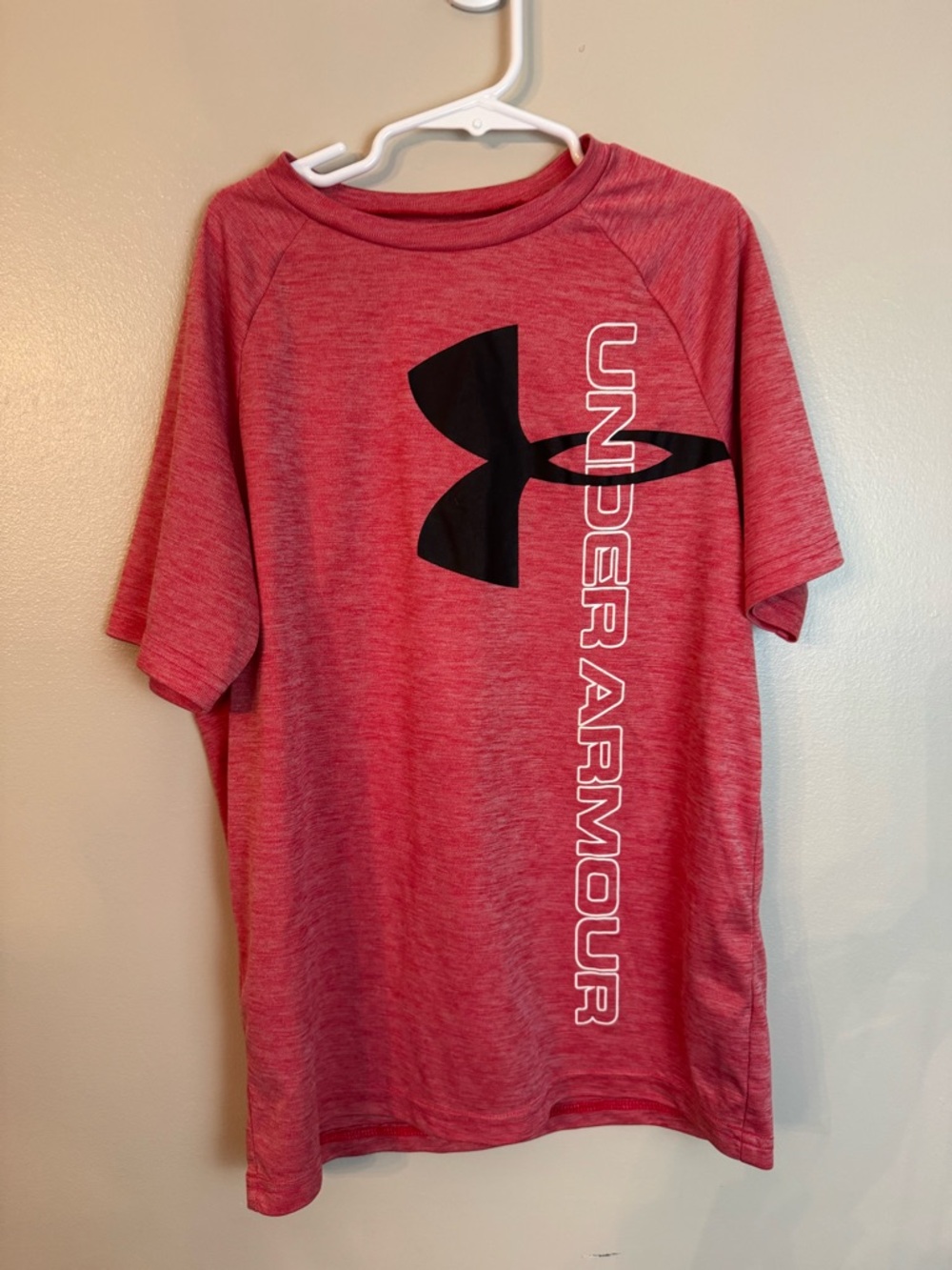 Boys Under Armour Red Heather Logo Tee Youth XL